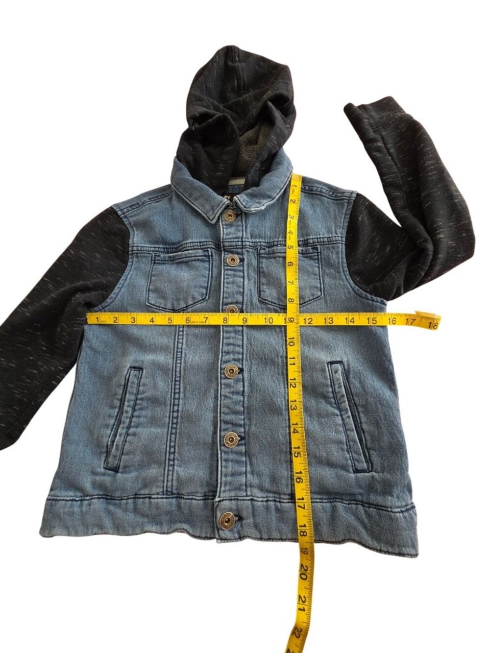 Art Class Kids Denim Jacket With Knit Sleeves & Hood M 8/10 - Picture 3 of 12